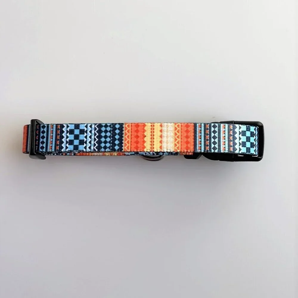 Boho Orange Blue Dog Collar S NWT